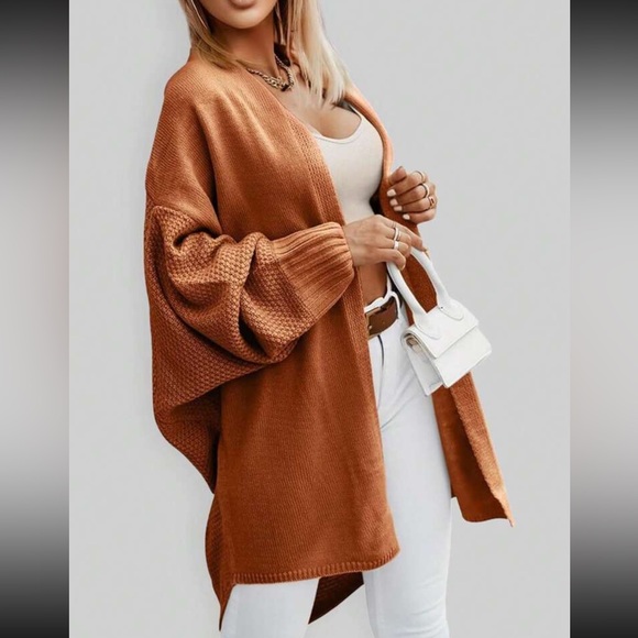 Luxe Comfy Long Sleeve Oversized Loose Relaxed Fit Knit Cocoon Cardigan Sweater - Picture 4 of 5